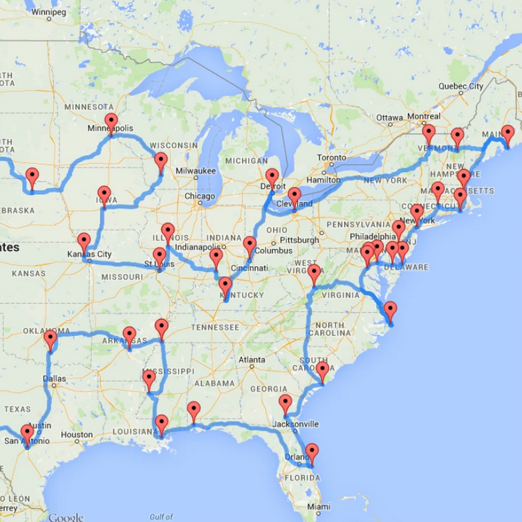 The Optimal US Road Trip - COOL HUNTING®