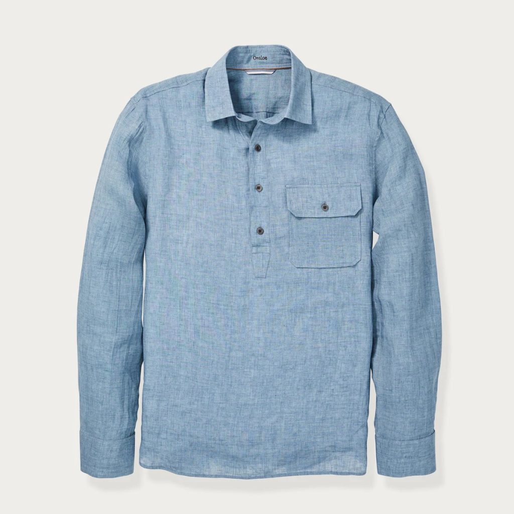 Marlborough Pop-Over Linen Shirt in Blue - COOL HUNTING®