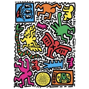 A sheet of Keith Haring stickers