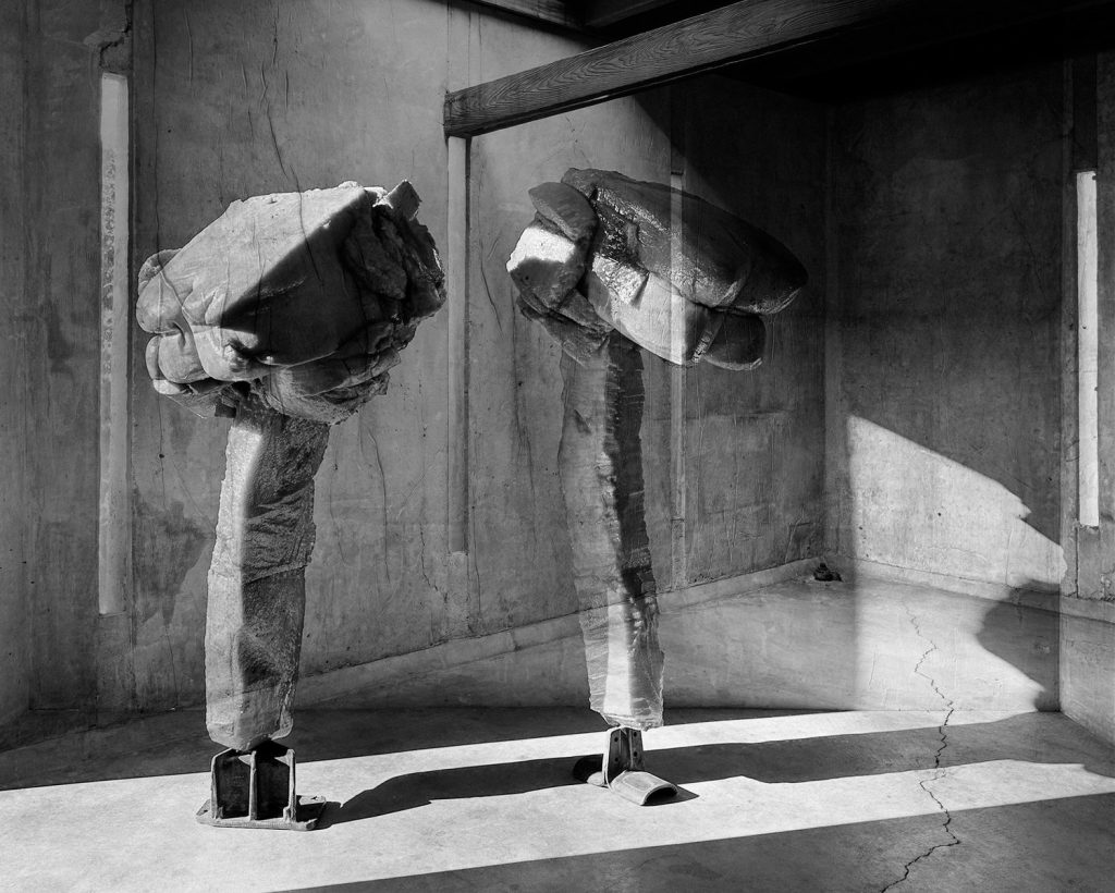 Installation view of Helmut Lang: What remains behind at the MAK Center for Art and Architecture, Schindler House, Los Angeles, 2025. Photography by Joshua Schaedel